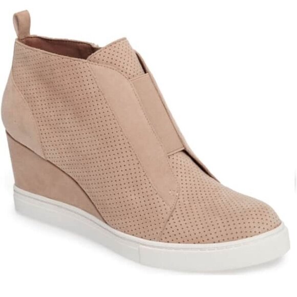 Linea Paolo Light Pastel Pink Perforated Felicia Wedge Platform Slip on Sneakers - Picture 1 of 14